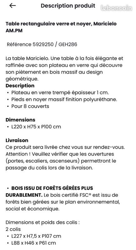 Table 6 personnes AMPM LA REDOUTE (image 3)