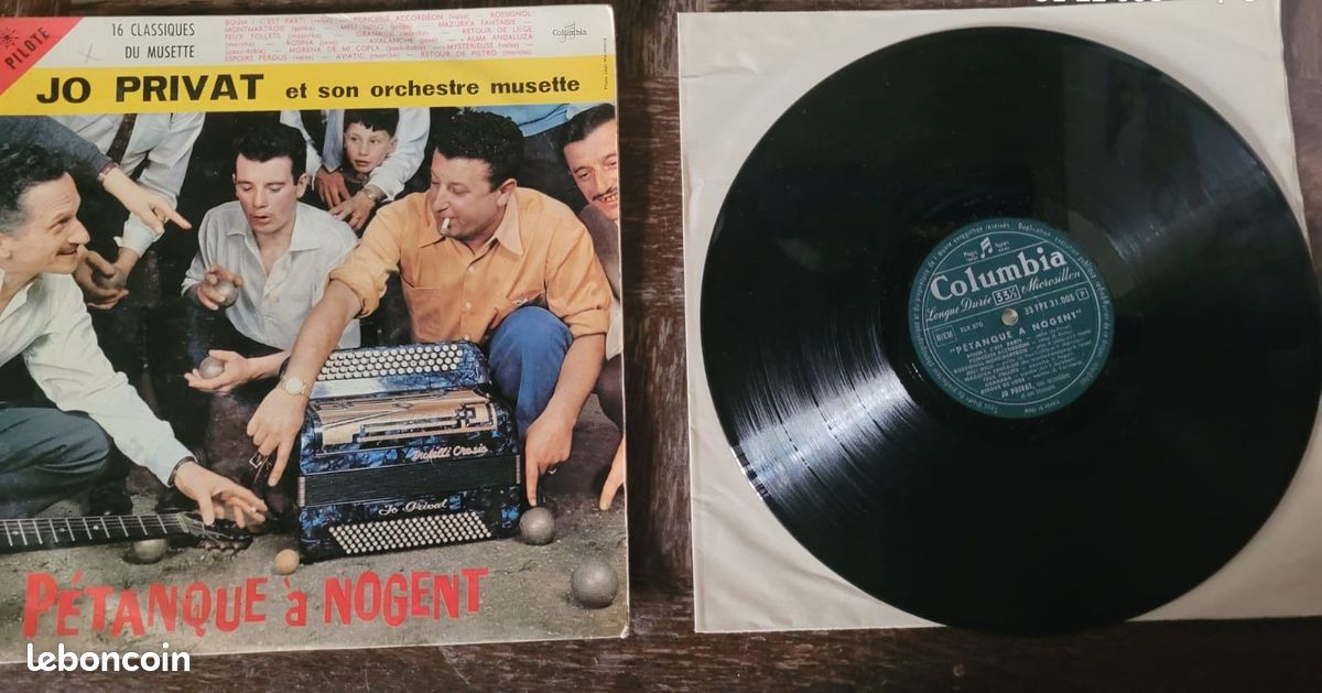 Disque Vinyle 33Tour « Jo Privat et son orchestre musette Pétanque à Nogent » (image 1)