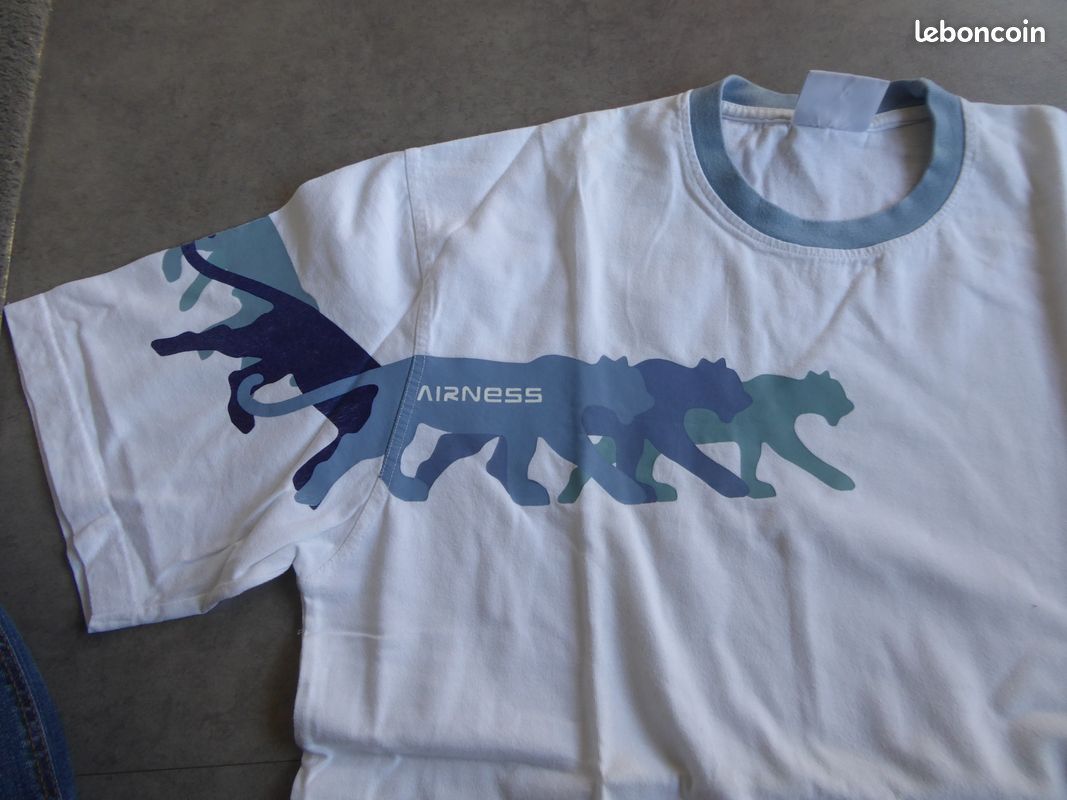 T-shirt homme blanc/bleu Airness - XL (image 2)