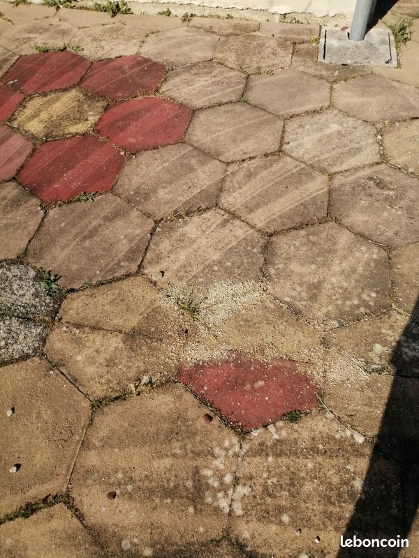 Dalles hexagonales terrasse vintage (entre 100 et 130 dalles environ. Bon état (image 1)
