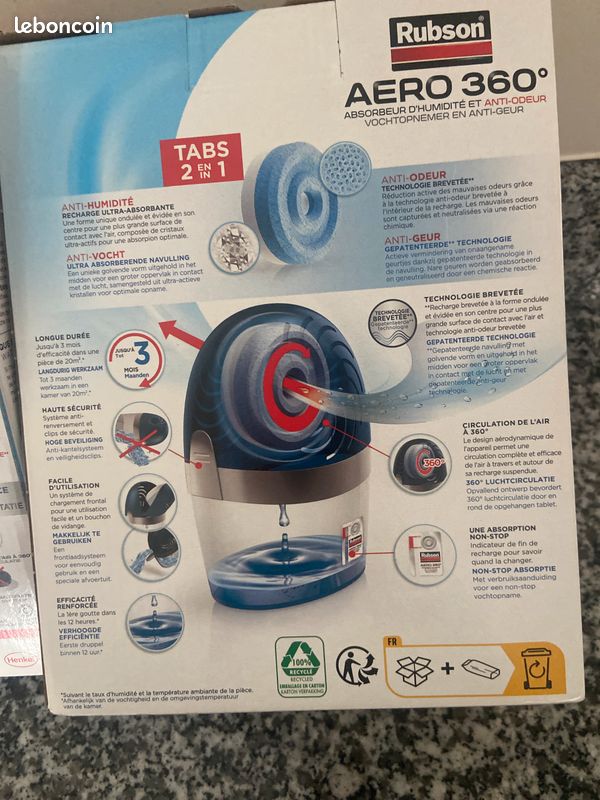 Absorbeur Humidité Rubson Aéro 360 - Pour 40m² Avec 4 Recharges