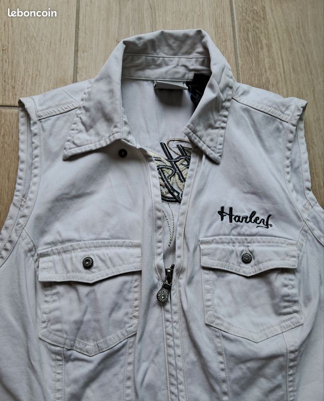 Gilet veste sans manches femme Harley Davidson vintage, années