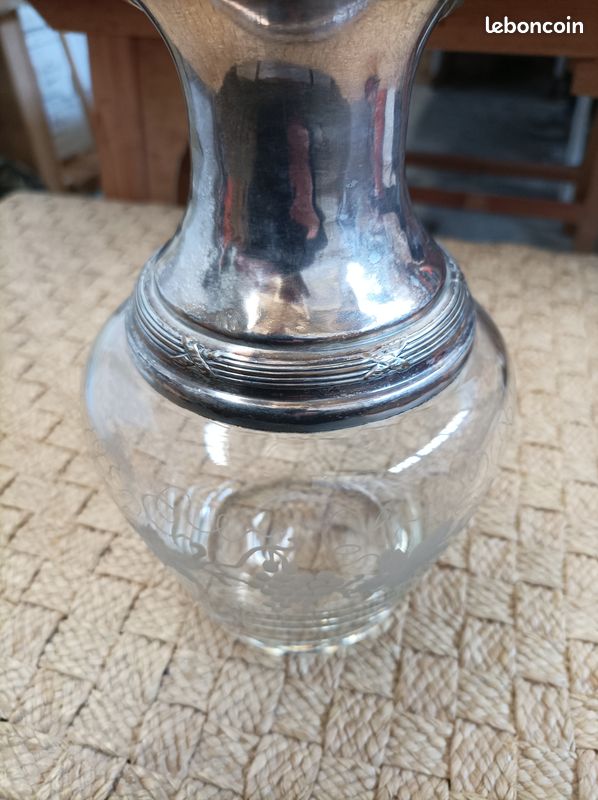 Carafe cristal et métal argenté motif rubans (image 3)