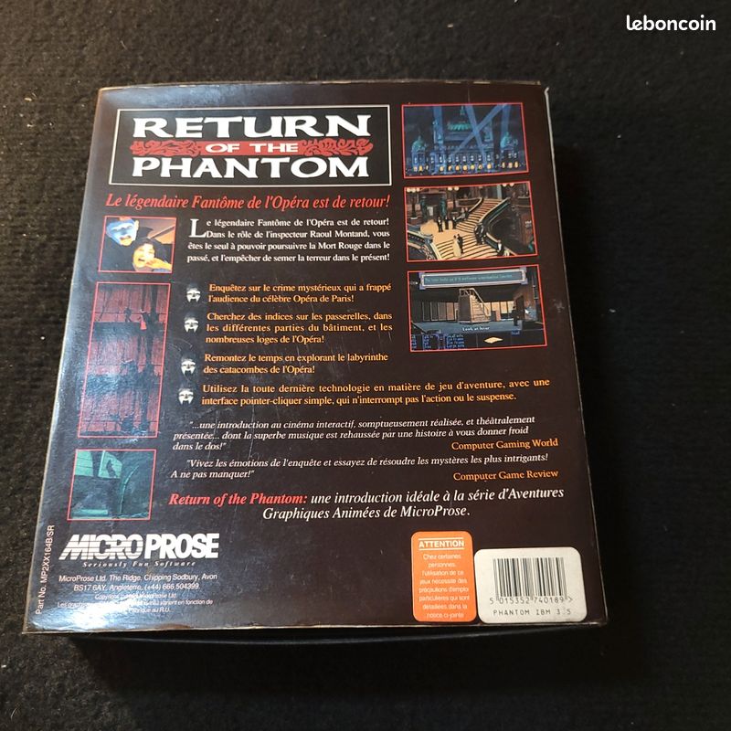 Jurassic Park (Ocean) Big Box jeu rétro IBM PC DOS 3,5 disquette