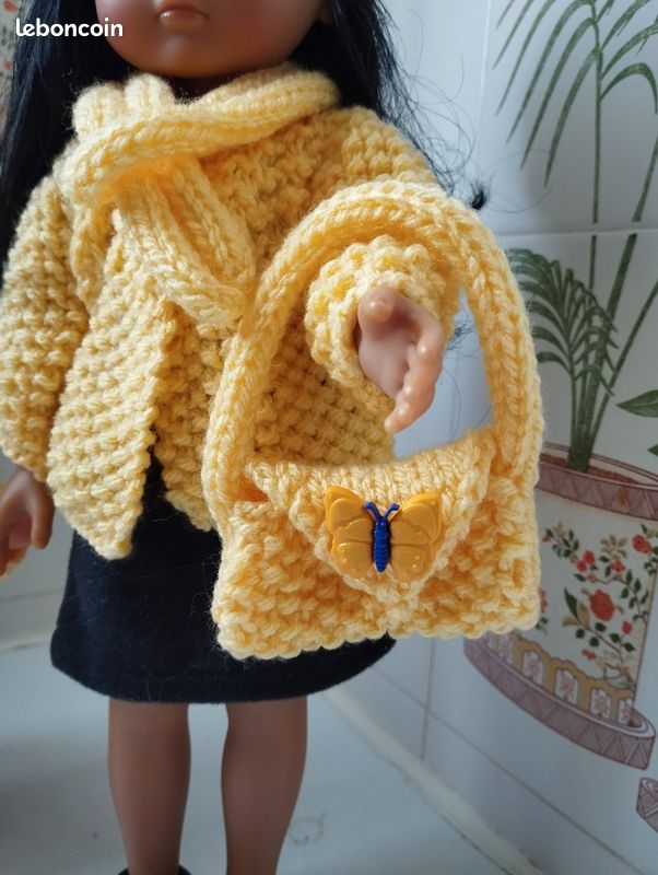 Lot De 2 Petits Gilets Faits Main Pour Poupées ~20cm (style Corolle) - Fait En France