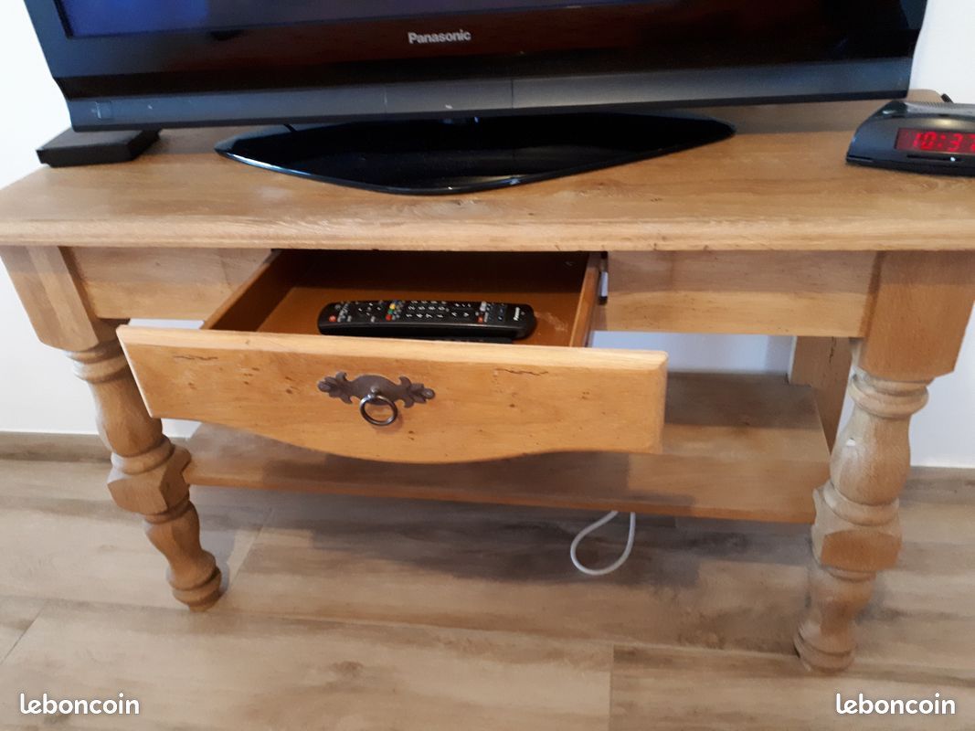 Console & tiroir chêne massif état brut (image 2)
