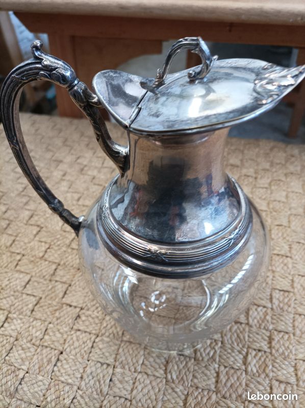 Carafe cristal et métal argenté motif rubans (image 4)