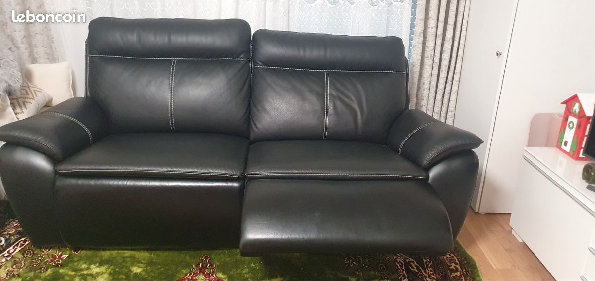 Canapé cuir convertible 2 places 600 euro et fauteuil cuir convertible 1 place 300 euro (image 3)