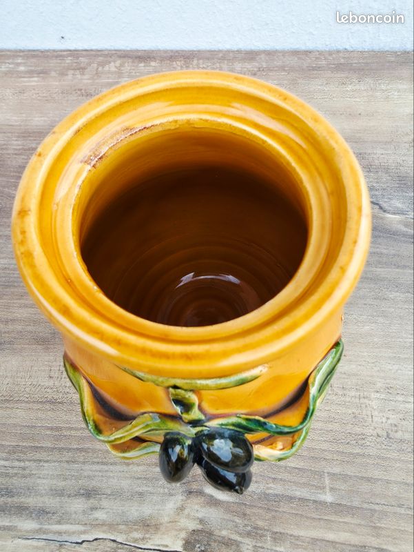 Grand Pot / Vase à Olives Céramique – Au Vieux Vallauris – Vintage 16 cm (image 4)