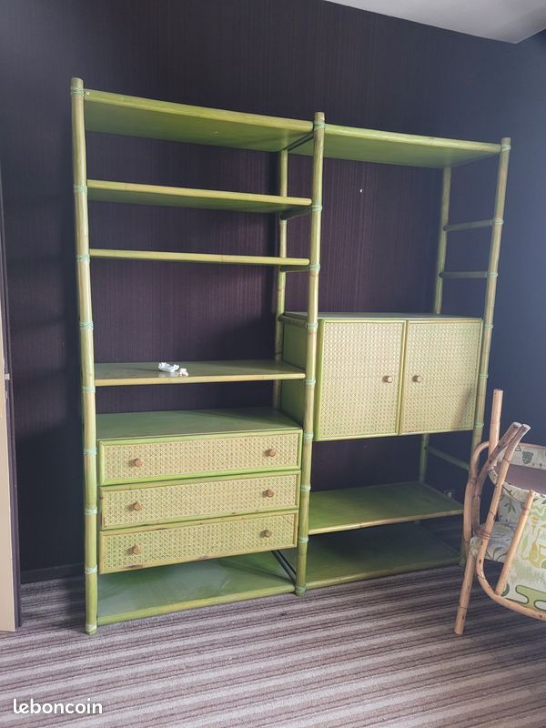 Bibliothèque bambou roche bobois vintage (image 1)