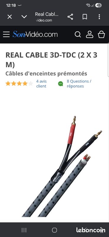 Câble haut-parleur Très Haute Fidélité Real Cable TDC - Fm Diffusion