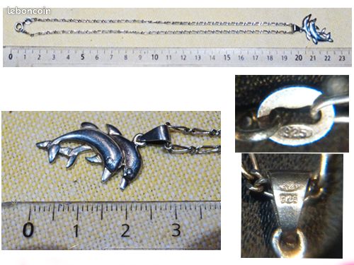 Collier et Pendentif Argent 925 Deux DAUPHINS (image 4)