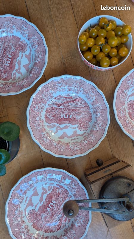4 assiettes vintage rouge (image 1)