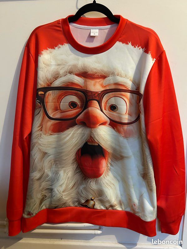 Générique Pull De Noël Homme Drole Imprimé 3D Père Noël Sweat à Capuche Manches Longues Pull Moche De Noel Homme Rigolo Ugly Christmas Sweater, Bleu, M