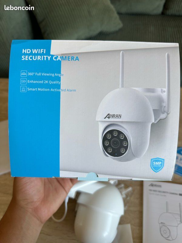 ANRAN 2K Caméra Surveillance WiFi sans Fil avec Batteries, Blanc 360° Pan/Tilt, Détection Mouvement PIR, Couleur Vision Nocturne Alarme Audio, Compatible Alexa (image 5)