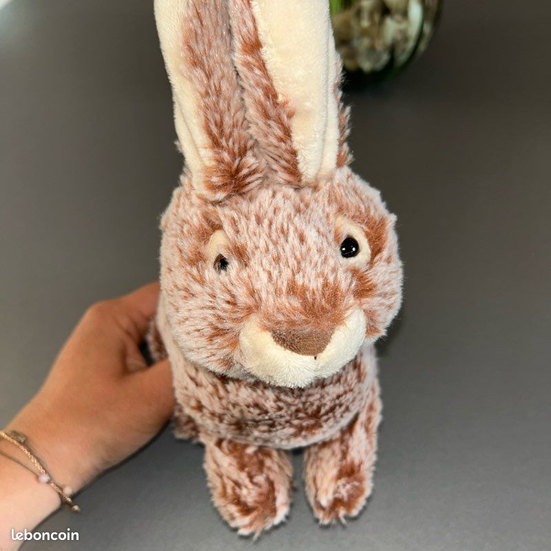 Doudou lapin beige crème et marron Nicotoy