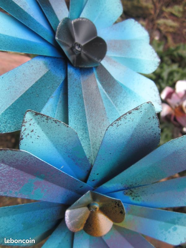 Effet Fleur "Bleuet des Prés", Métal Création Artisanale, Pièce Unique Décoration Maison Jardin (image 12)