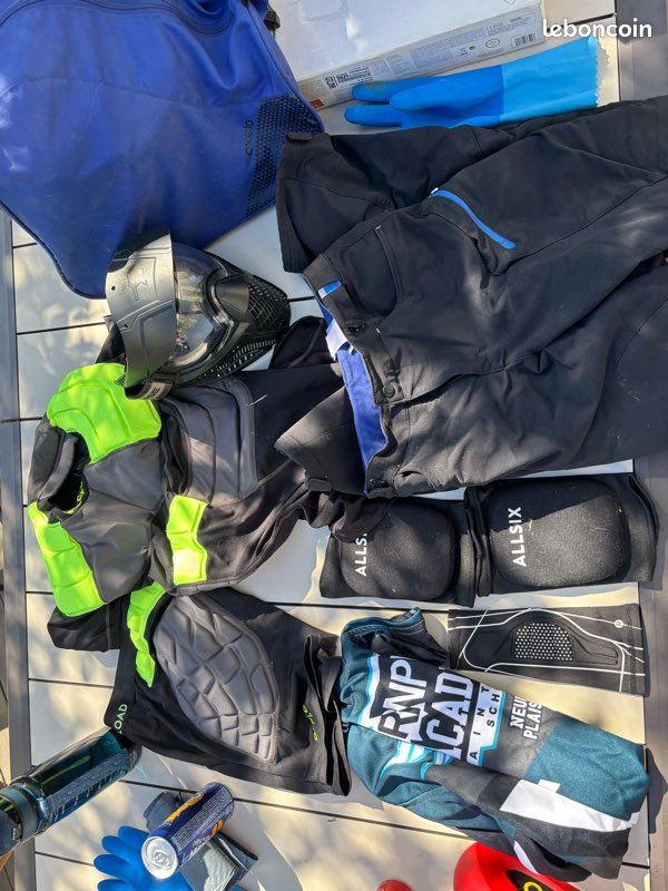 Ensemble Maillot Et Pantalon Proto Pour Paintball - Taille Adulte M/L, Bleu/noir, Rembourré, Occasion