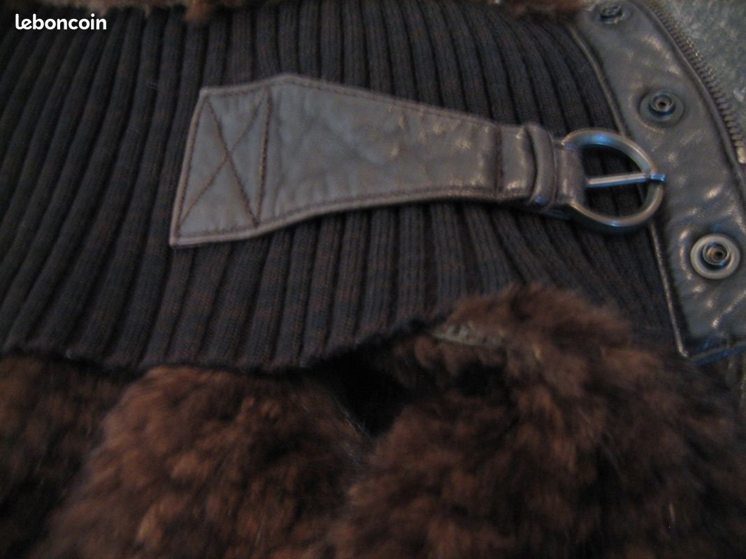 Veste Fourrure Damier Vison Années 80 - Taille 38 - Satin Et Fourrure - Occasion Très Bon état