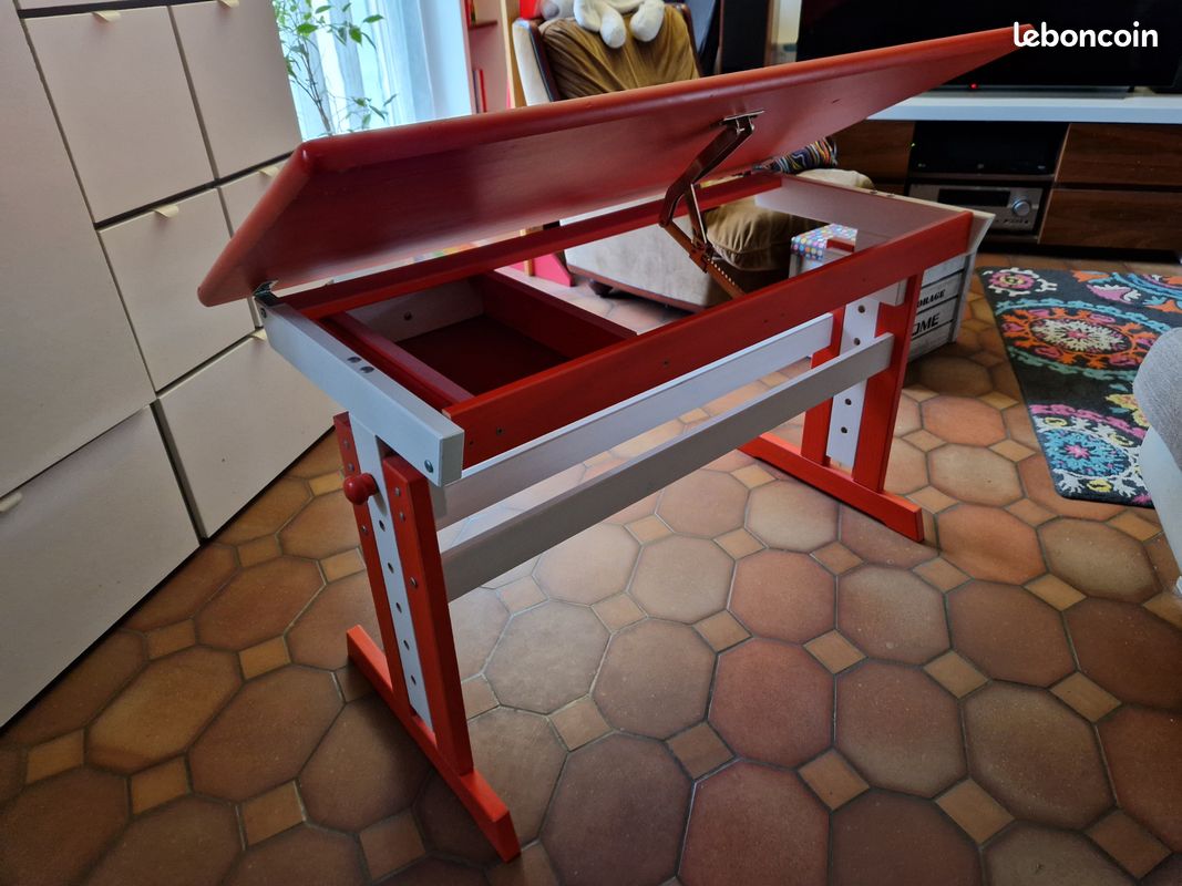Bureau enfant rouge et blanc (image 2)