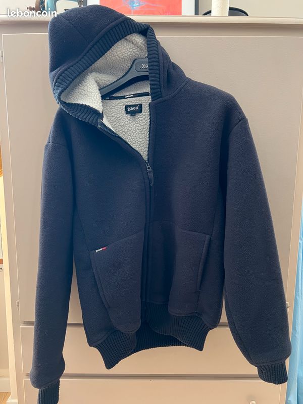 Gilet veste SCHOTT polaire/sherpa à capuche homme taille M
