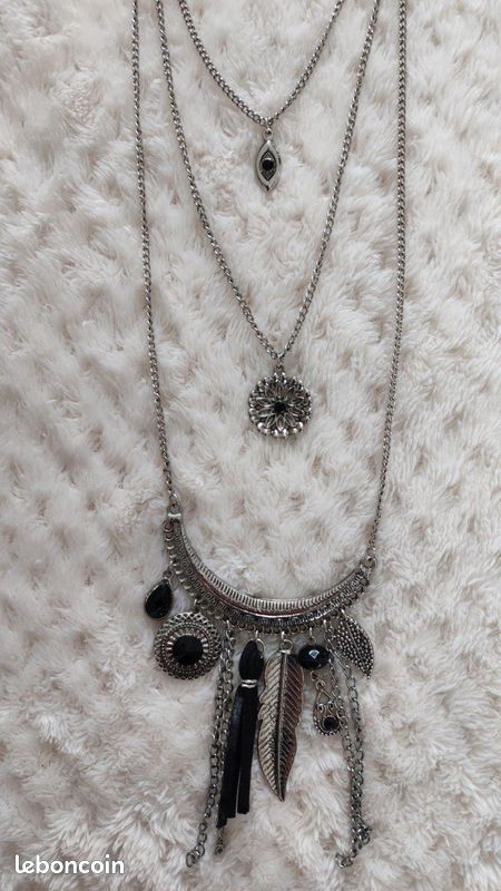 Collier Fantaisie Gris Avec Pendentif Pour Femme - Bijou élégant Et Tendance