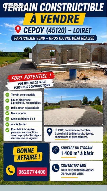 Terain, avec Maison · à Cepoy · 95 000 €