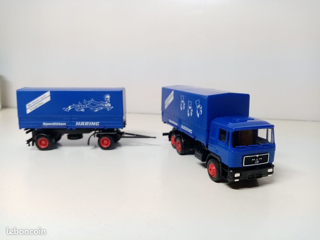 Camion Publicitaire Gerolsteiner MAN Au 1/87 - Modèle Réduit Métal & Plastique - Occasion Très Bel état