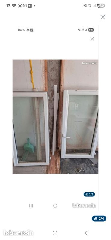 Vends 2 fenetres pvc double vitrage dimension 132x132 (image 1)