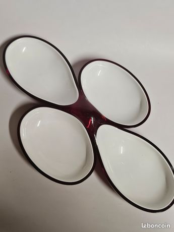 Serviteur Apéritif Guzzini Rouge En Plexiglas - Ramequins Et Plateau Made In Italie