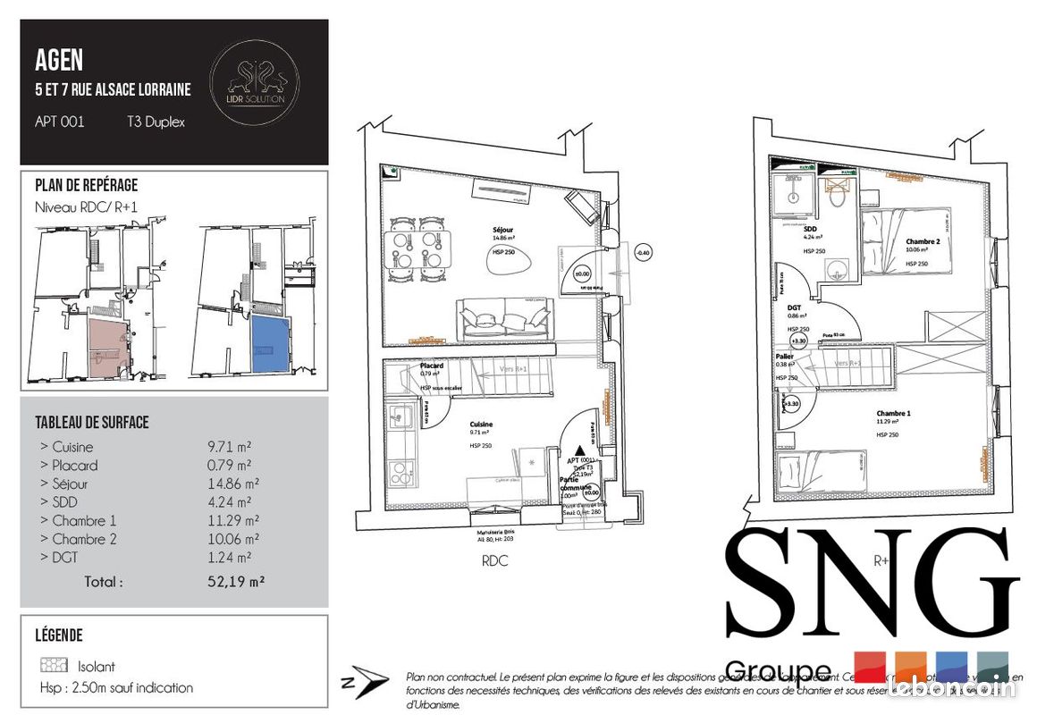 Appartement 3 pièces 52 m² · à Agen · 52 m² · 613 €/mois