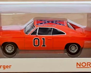 Miniature Dodge Charger 1969 Shérif Fais-Moi Peur Norev - 1/43, 12cm, Métal