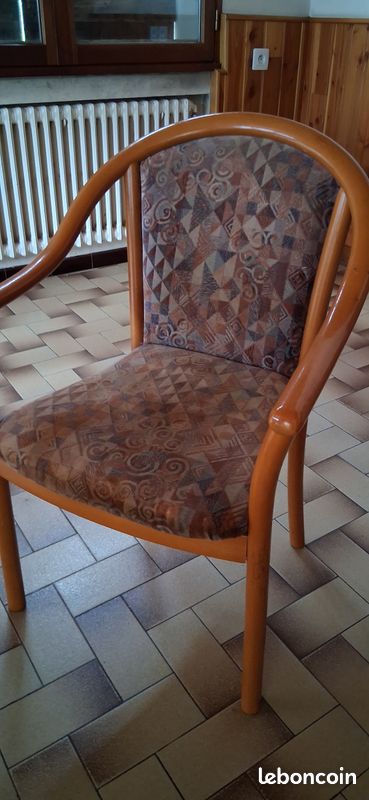 Chaises fauteuil vintage bois et velours (image 1)