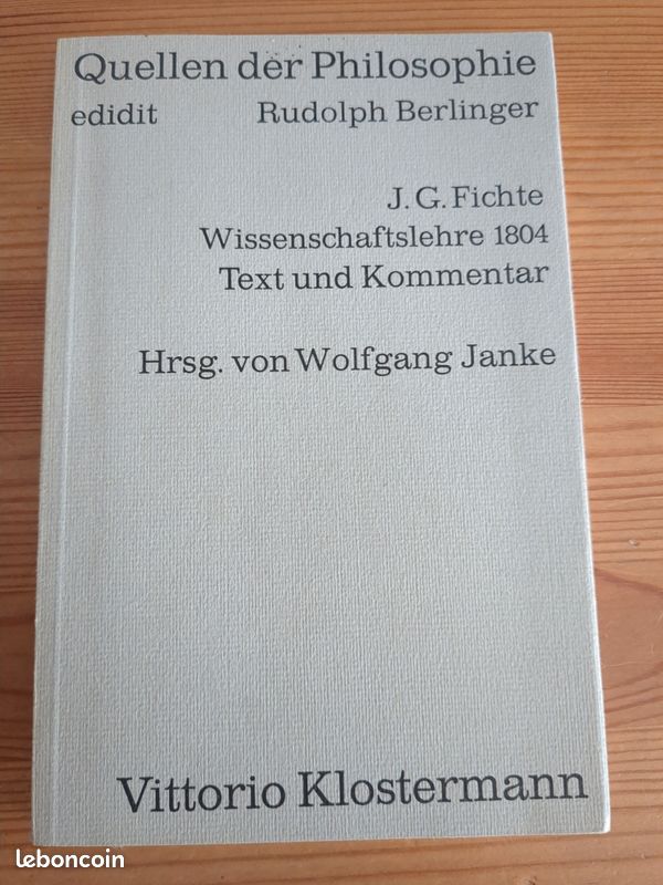 Fichte - Wissenschaftslehre 1804 Text und Kommentar - Klostermann (image 1)