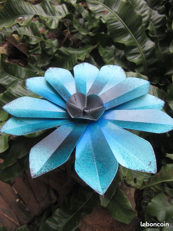 Effet Fleur "Bleuet des Prés", Métal Création Artisanale, Pièce Unique Décoration Maison Jardin (image 8)