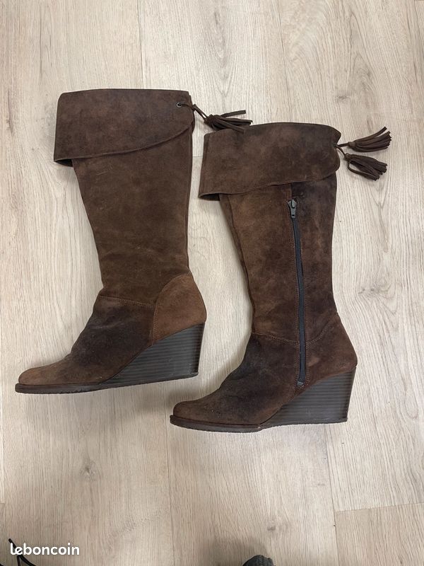 Bottes daim marron (image 1)