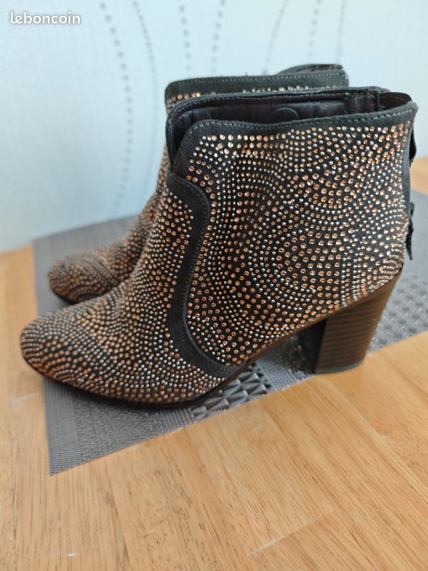 👢 Bottines femme marron à strass – Vice Versa (image 2)