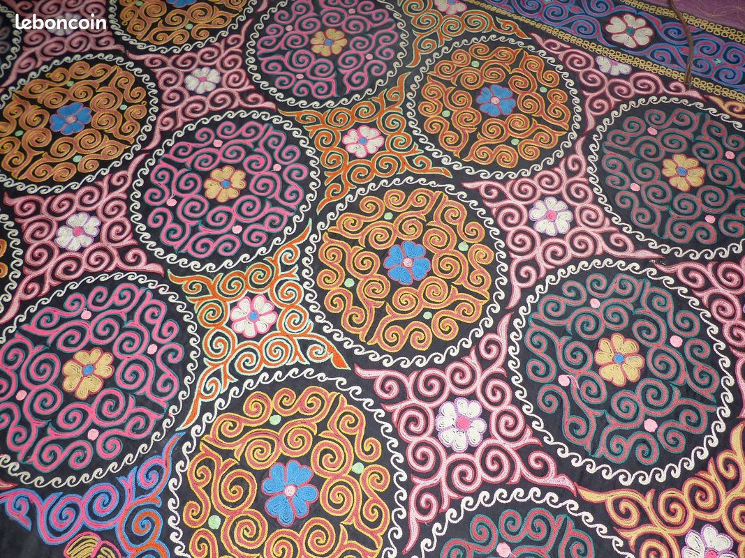 Tenture kazakhe authentique Mongolie tapis suzani broderie (image 2)