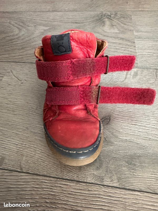 Chaussures montantes scratchs Norvik cuir rouge – 27 (image 16)