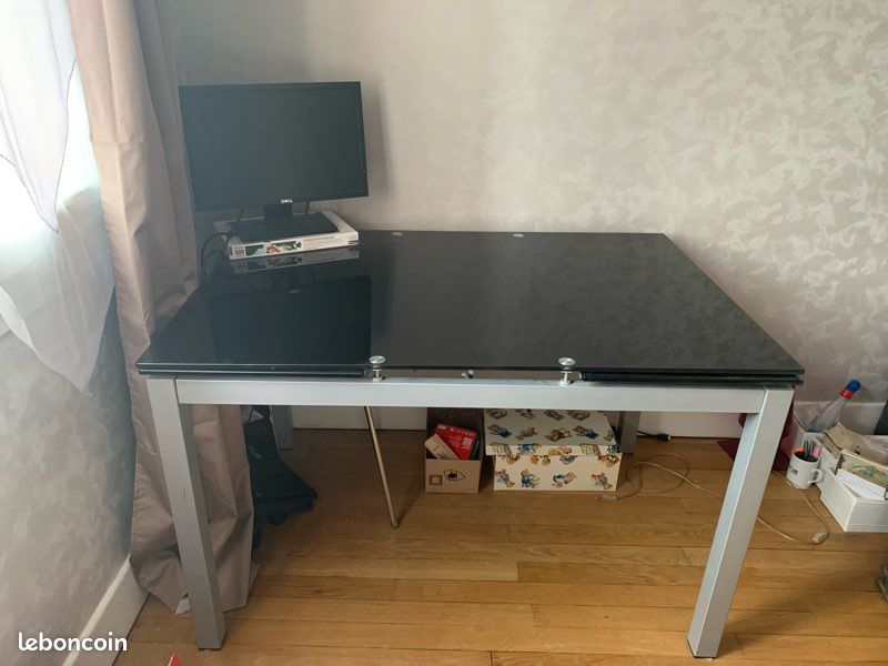 Table rallonge en verre - noire (image 1)