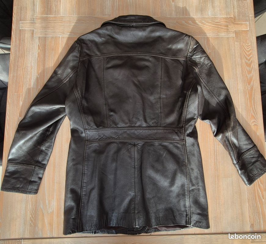 Veste Cuir Femme Chevignon - Taille L - Marron - Doublure Laine - Occasion Très Bon état