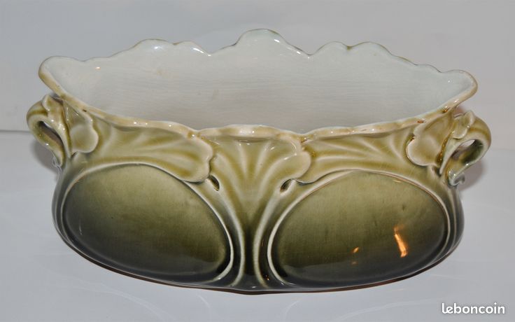 Superbe Lustre Art Déco Italien En Faïence - 5 Appliques - Barbotine - Signé