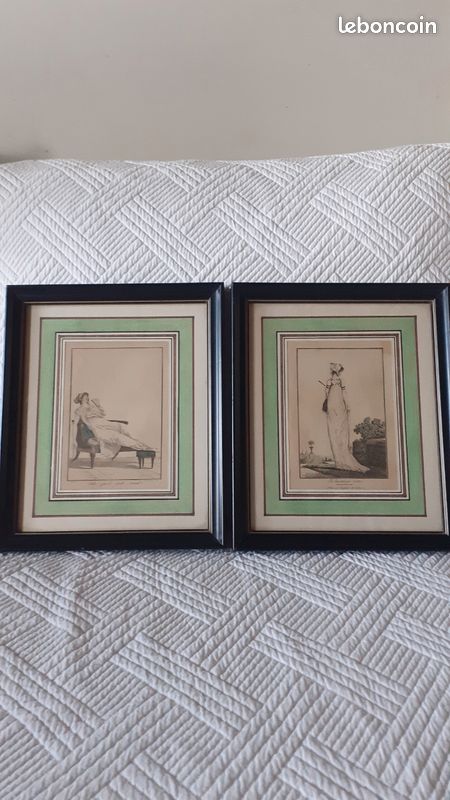Lot de 2 gravures anciennes encadrées Maquet (image 1)