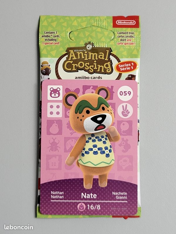 Carte Amiibo Animal Crossing Occasion Benjamin 084 Bernardo Série 1