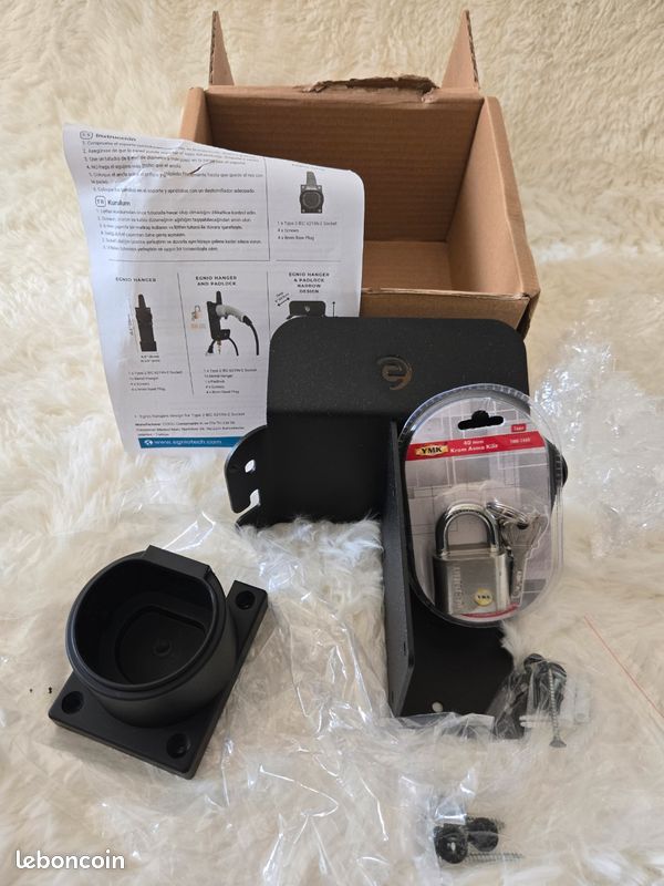 EGNIO Support Câble Chargeur VE Type 2 Verrouillable - Support Mural Voiture Électrique Avec Cadenas