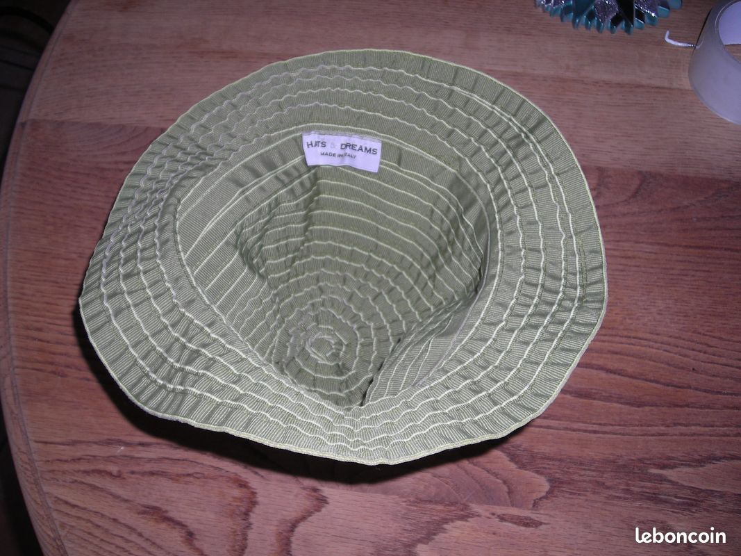Chapeau femme été coton vert (image 2)