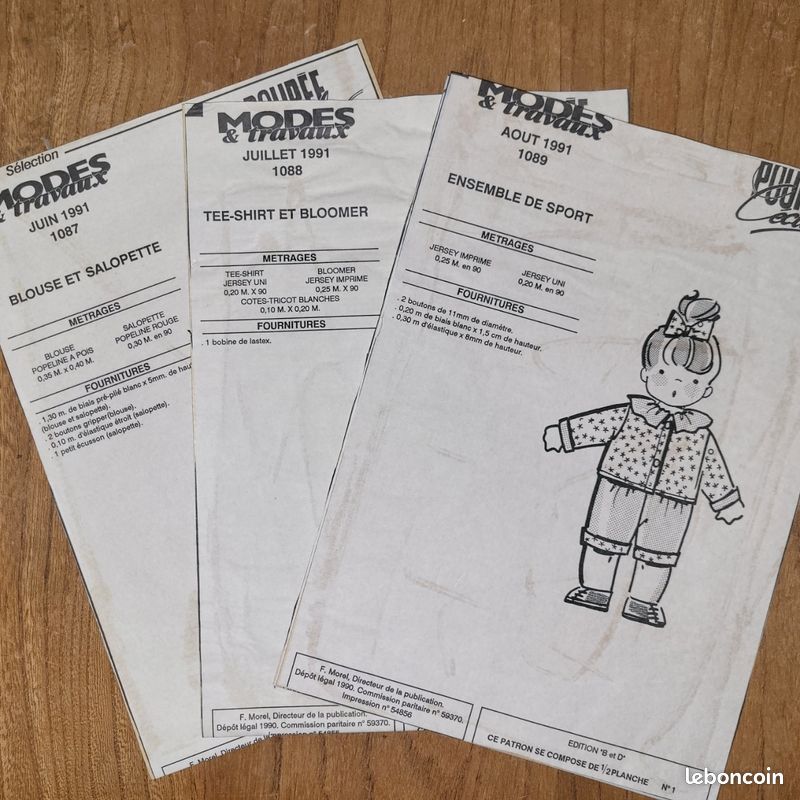 Lot De 30 Patrons De Couture Poupée Modes Et Travaux - Année 1993 - France