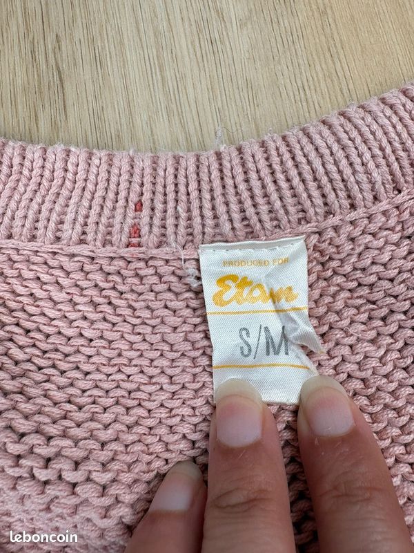 Pull vintage Etam Y2k S/M multicolore pastel brodé fleurs col V maille [0217] (image 4)