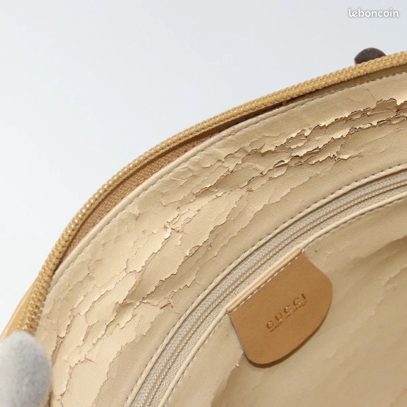 Sac à main GUCCI Bamboo en cuir 2-Way Beige Or 000-3780-0290 FM28 (image 16)