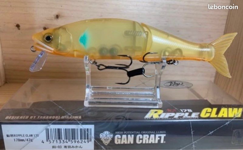 Leurre Articulé Flottant Gan Craft Ripple Claw 178 – 01 – 178mm 47g – Avec Grelot